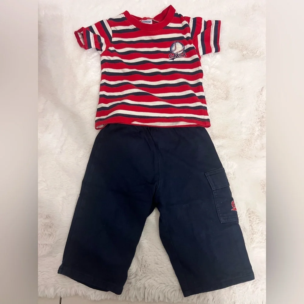 Vintage Oshkosh Baby Striped Matching Set Size 6-9 months